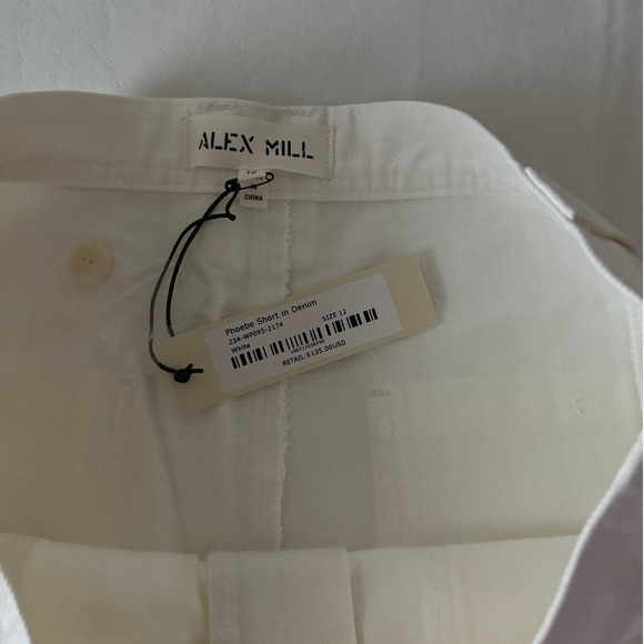 Alex Mill Phoebe Shorts in White Denim Size 12 - Picture 5 of 7